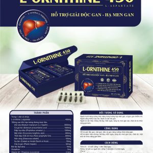 Giải độc Gan-Hạ Men Gan L-ORNITHINE 450 cao cấp- Hộp 12 vỉ x 5 viên