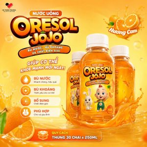 Oresol nước JoJo Vị Cam-Chai 250ml Vị Cam Thùng 5 Lốc x 6 chai=30 chai