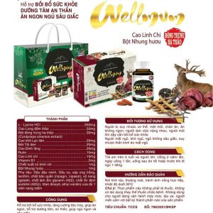 (Hộp cứng 2 lọ) Viên ăn ngủ ngon Wellmum Đông trùng hạ thảo Linh chi