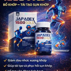 Lọ 60v Bổ khớp JAPADEX 1500 GOLD Glucosamin MSM Chondroitin Cao xương ngựa bạch vỏ liễu trắng hỗ trợ Viêm khớp Thoái Hóa khớp-đau nhức xương khớp