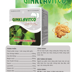 Hoạt huyết Dưỡng Não Ginklavitco-Hộp 10 vỉ x 10 viên cao cấp