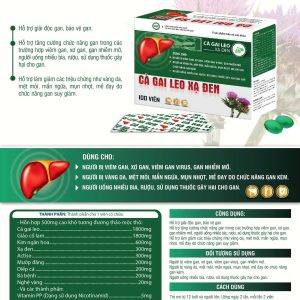 Bổ gan Cà Gai leo Xạ Đen-Hộp 100 viên hỗ trợ cho người Viêm gan, xơ gan, gan nhiễm mỡ người chức năng gan kém