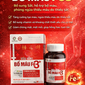 Sắt+acid Fordlic Sắt Lọ Bổ Máu Fe 3+, Hộp 1 Lọ x 30 viên bổ sung Sắt giúp giảm thiếu máu do thiếu sắt