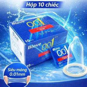 Hộp 10c Bao cao su Siêu mỏng trơn 0,01 Blove cao cấp