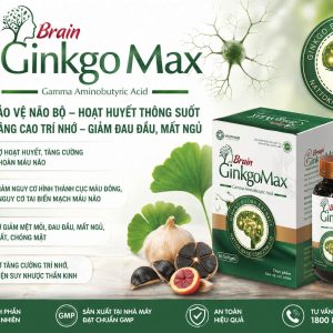 Bổ não Lọ Brain Ginkgo Max Lọ 60 viên-Hộp cứng hoạt huyết tăng cường lưu thông máu giảm đau đầu