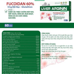 Giải độc gan Liver Arginine vỉ Fucoidan-Hộp 60 viên