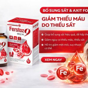 Sắt Lọ+Acid Folic Chai 60 viên Ferstoz9 Gold AC-Bổ sung sắt giúp giảm thiếu máu do thiếu sắt