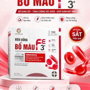 Sắt vỉ Bổ máu Fe 3+ Hộp 100 viên cao cấp-Bổ sung sắt Acid Folic giảm thiếu máu do thiếu sắt