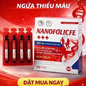 Sắt ống NanoFolice 20 Ống x 10ml bổ sung sắt III Acid Folic hỗ trợ thiếu máu do thiếu sắt