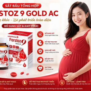 Sắt bầu Fertoz 9 Gold Lọ 60 viên-Bổ sung sắt Acid Folic và các khoáng chất trước, trong thời kỳ mang thai và sau sinh