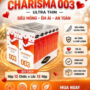 Bao Cao Su 0,03 trơn Siêu mỏng Charisma DK đỏ-hộp 12 chiếc