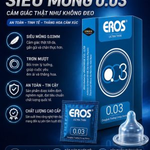 BCS trơn mỏng Eros 0,03 Ultrathin Siêu mỏng Hộp 12c Bao cao su cao cấp